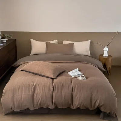 Factory Price Four Piece Rural Cotton and Linen Queen Size Printed Comforter Bedding Set for Home Use