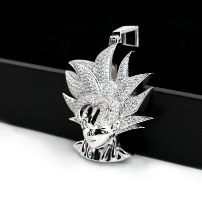925 Sterling Silver Plated Custom Anime Character Goku Cartoon Dragon Ball Moissanite Pendant CZ Hip Hop M Jewelry Handmade Gift