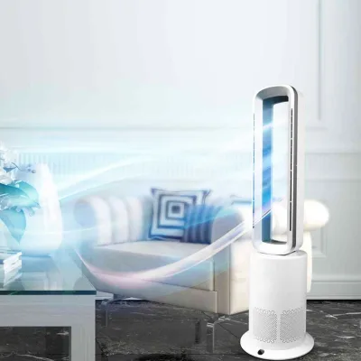 Household Electric Leafless Fan Natural Soft Wind Cool and Heat Ptc Quick Heating Hepa 11 Filter Bladeless Tower Fan
