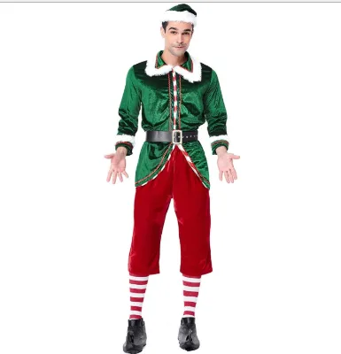 Men Cosplay Carnival Masquerade Christmas Costume Santa Claus Costume Thickening Adult Men's Party Performance Elf Costumes