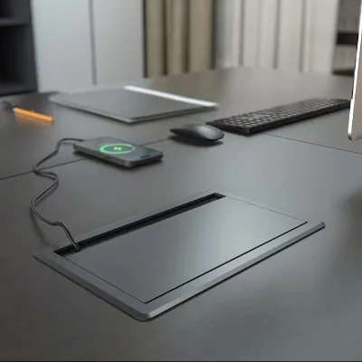 Electronic Pop up Desk Plug Power Outlet Charger Recessed Sliding Cover Conference Table Multifunctional Desktop Socket