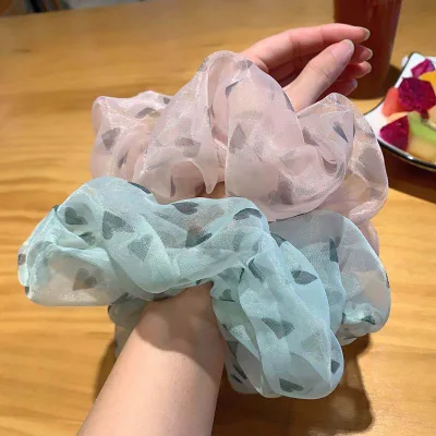 Korean Large Organza Love Large Hair Ties Sweet Lovely Simple Headdress Hair Accessories Valentines Scrunchies