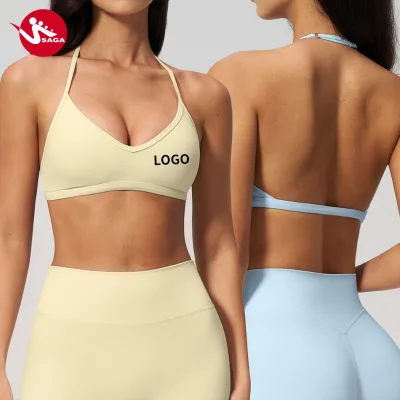 Wholesale Factory Direct Price Western Style Quick Dry Gym Fitness Sports Athletic Yoga Workout Gym Halter Neck sports bra