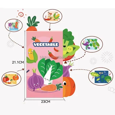 6 Page Vegetable Soft Activity Baby Cloth Book Early Educational Book for Children