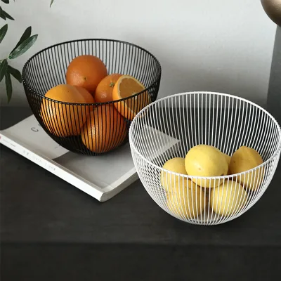 Hot Sale Round Iron Metal Fruit Basket Vegetable Basket White Fruit Basket