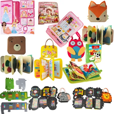 2025 New Arrivals Montessori Baby Toddler Travel Learning Toys Felt Wooden Busy Board Animals Dinoasaur Pink Book 1 2 3 4 Years