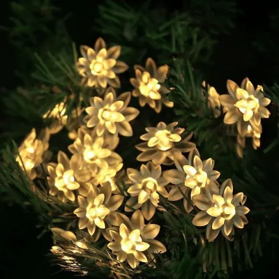 NewArrival LED Double-layer Lotus Solar Light String Waterproof Christmas Outdoor Decoration Colorful Light PVC Add joy to Life