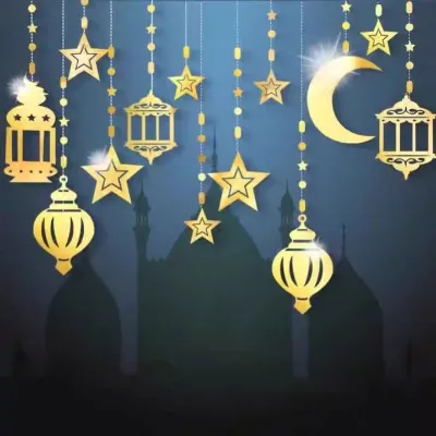 Kareem Pendant Ornament Islam Ramadan Wooden Hanging Plaque Sign Star Wind Light Decoration