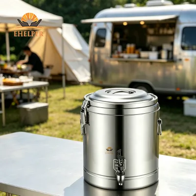 Portable Modern Stainless Steel Thermal Barrel Slow Heat & Cold Loss Dishwasher Safe Restaurant Soup Storage Pot