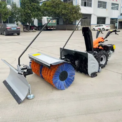 Adaptable Snow Sweeper Compatible with Multiple Mounting Options and Auxiliary Winter Maintenance Attachments