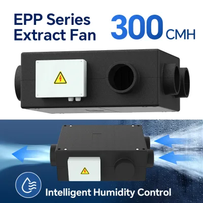 Exhaust Fan Flexible Easy Install Wall-Mounted Bathroom Moisture Control Air Ventilation with EC Motor and WiFi for Home