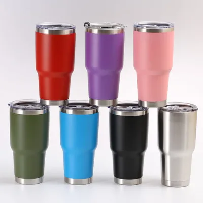 Double wall insulated stainless steel cups 30OZ tumbler with lids custom