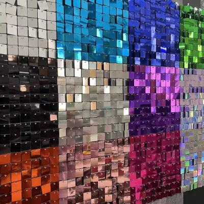 3d Mirror Iridescent Shiny Glitter Sequin Gusset Board Shimmer Panel Interior Wall for Stage