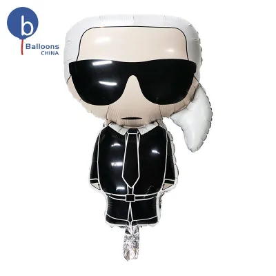 Cute Karl Lagerfeld Q Version Figure Helium Inflated Foil Custom Cartoon Shape Inflatable Balloon Birthday Fashion Theme
