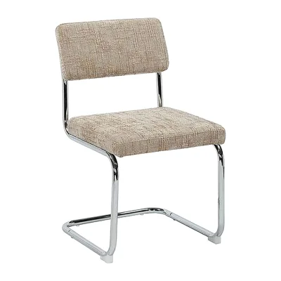 Minimalist Upholstered Cantilever Side Chair Fabric Cushion Chrome Cantilever Frame Dining Chair for Home Restaurant