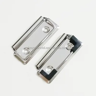 Custom Laser Logo File Folder Clip 70mm Plastic Acrylic Wooden Board Flat Wire Clip Silver Metal Clipboard Clip for File Folder