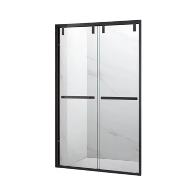 Luxury Modern Stainless Steel Frame Shower Enclosure Rectangle Walk-In Sliding Glass Door with Brushed Bathroom Shower Screen