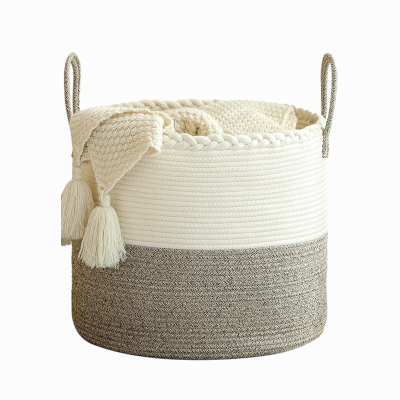 Laundry Hamper Extra Large Laundry Basket Woven Blanket Basket Cotton Woven Storage Basket Hamper with Handles