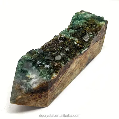 Wholesale High Quality Crystal Point Crystals Big Green Fluorite Healing Stone Crystal Wand Fluorite Druzy Tower for Decoration