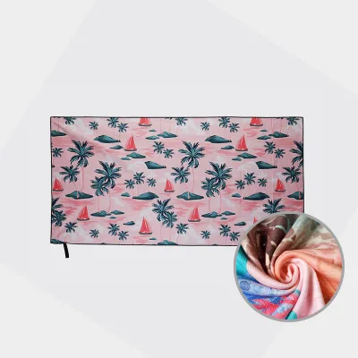Knitted Microfiber Printed Sports Beach Towel Sand Free Absorbent Skin Friendly Quick Dry Towel for Swimming Pool Vacation