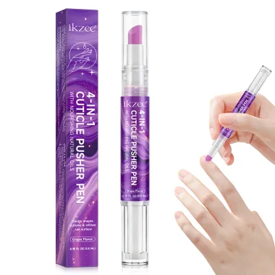 IKZEE Nail Care 4-in-1 Cuticle Pusher Pen Gently Shapes Cuticles Refines Nail Surface Nail Cuticle Polishing & Remover Tool