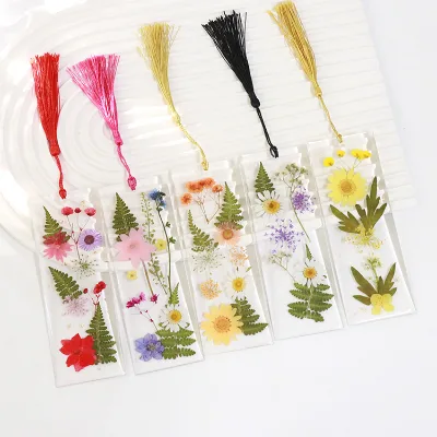 Handmade Dried Flower Resin Bookmarks with Tassels Durable Floral Dried Flower Bookmarks Book Marks for Book for Women Gifts