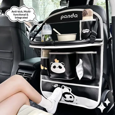 Cartoon Panda Designed Car Table Storage Holder with Table Board Multifunctional Car Organizer Practical Leather China
