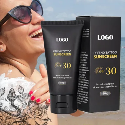 Custom Logo Natural Tattoo Care Lotion Sunscreen SPF 30 UVA/UVB Protection Tattoo Color Moisturizer Aftercare Tattoo Sunscreen