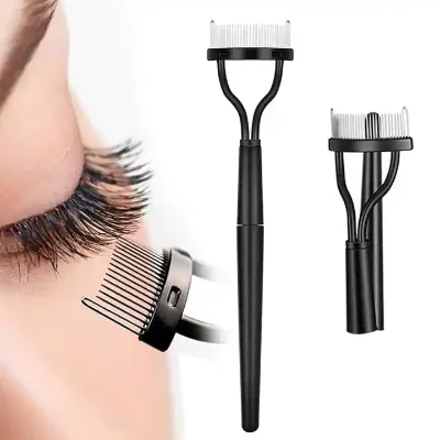 Factory Price Stainless Steel Eyelash Separator Beauty Eyelash Comb Tools Foldable Easy to Clean Portable Eye Lash Brush