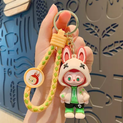 Labubu 3D Cute High Beauty Bag Car Small PVC and Metal Keychain Cartoon Doll Pendant Wholesale Small Gift Pendant