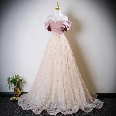 high-end engagement light luxury niche ceremony shoulder host art examination evening dress for women