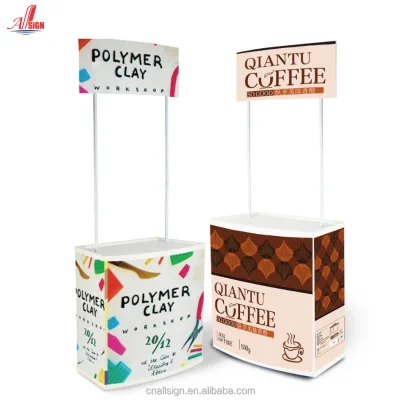 Outdoor Event Promo Counter Plastic Promotion Table Open and to Close With Custom Banner