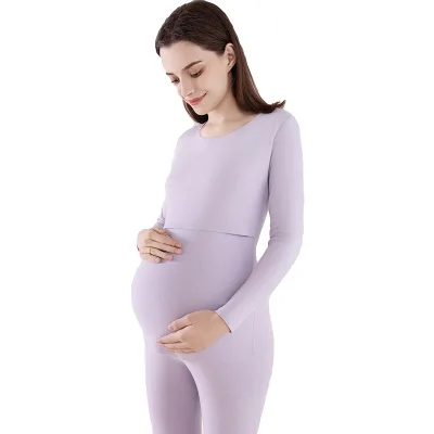 Wholesale Maternity Suit, Pregnancy Thermal Underwear, Postpartum Nursing Clothes, Autumn and Winter Dralon Confinement Clothes
