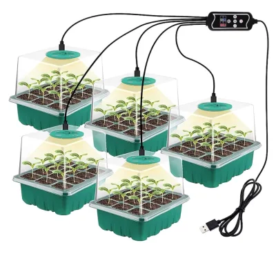 Smart LED Plant Grow Light 12-Cell Seedling Pots Tray for Succulent Propagation PVC Material Supplemental Direct Factory