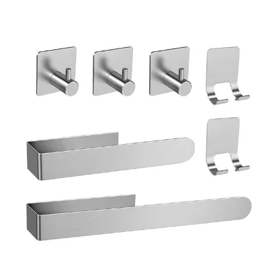 ODM Perfect Bathroom Matching Square Long Towel Bar Set Silver 1 Paper Towel Holder 3 Towel Hooks 2 Razor Holders