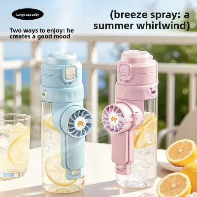 Portable Spray Mini Fan Plastic Water Bottle Children Handheld School Multifunctional Fan for Students