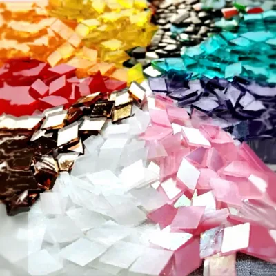 Colorful Glass Mosaic Tile Kit Crafts Loose Pieces Square Shape Home Decorations Plates Frames Flower Pots China
