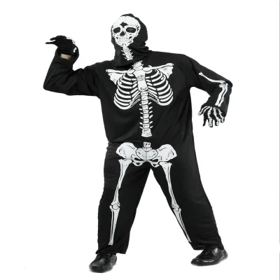 Custom Unisex Halloween Carnival Birthday Cartoon Cosplay Black Skeleton Skull Party Costume