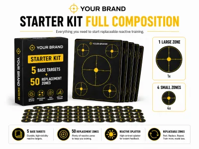Replaceable Reactive Shooting Target Kit Base Target With Replacement Bullseye Zones Refill OEM