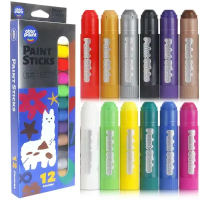 12 Colors Metallic Pearl Paint Stick Set Tempera Paint Sticks