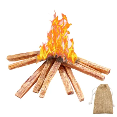 Pine Fatwood Kindling Fire Starter with Burlap Bag Wood Stoves Campfires Fire Pits Outdoor Companion