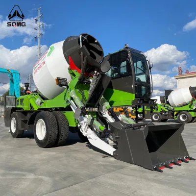 Self Loading Concrete Mixer Truck 3.5m³ Bidirectional Driving Self Feeding Mixer Truck Reverse Travel Narrow Construction Lanes