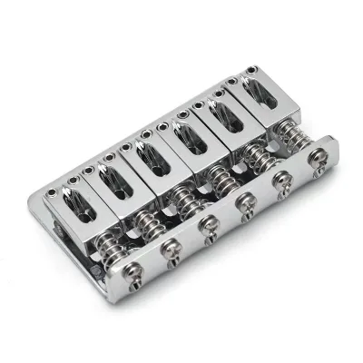 6 String Electric Guitar Fixed Bridge Tailpiece - Through-Body Design with String Retainer Plate & Tremolo Block(Black/Chrome)