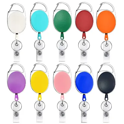 Retractable Badge Holder Reel With Keychain Ring ID Card Holder Key Clip Holder