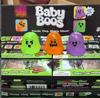 Glow in Dark Ghost Squishy Toy Set NeeDoh Baby Boos Mini Halloween Sensory Fidget Stress Relief Gift for Kids Party Favor