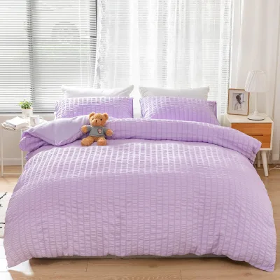 Seersucker Quilt Cover Pillowcase Three-piece Set