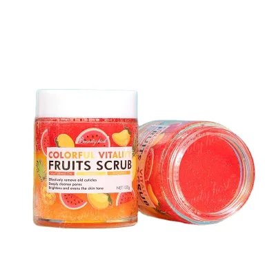 Private Label Pure Fruit Extracted Face Body Scrub Wash Watermelon Mango Pineapple Colorful Fruits Scrub 150G Salt Bath