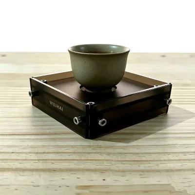 Acrylic Cup Tray , Removable Acrylic Cup Holder Coaster, Square Screw Assembly Tea Cup Stand with Custom Logo