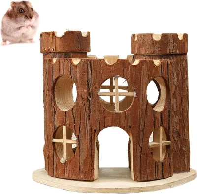 Hamster Log House Hamster Hideout Cabin, Suitable for Dwarf Hamster Mouse Little Gerbil (A-Castle House)