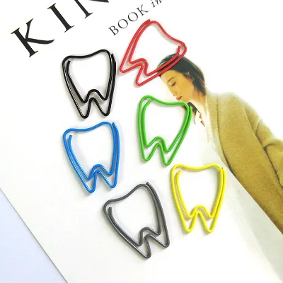 18 Years Factory Custom Metal Craft Gift Dental Gift Tooth Shaped Paper Clips